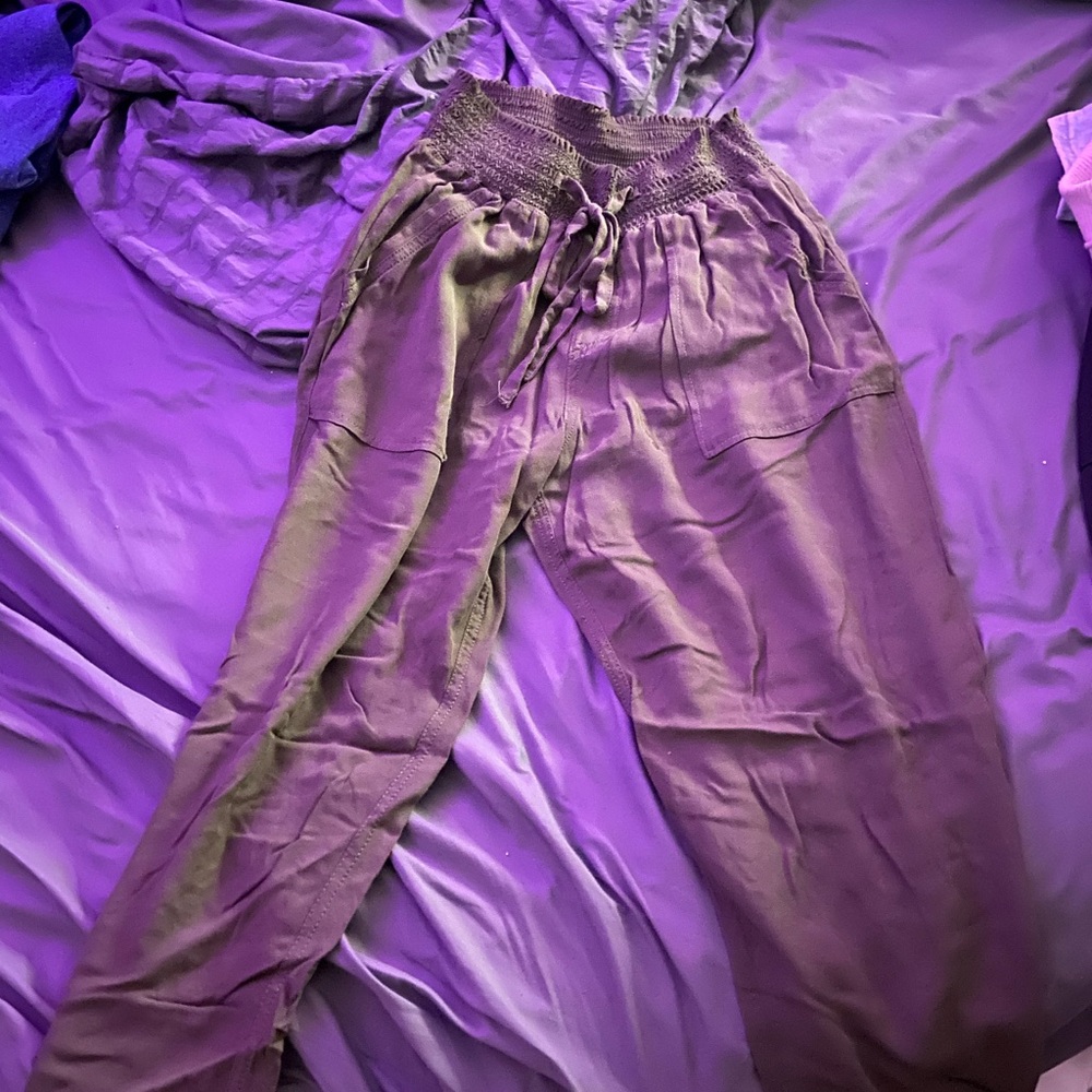 Ci Sono brown Smocked-Waist Drawstring Joggers